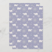 ホッキョクグマと雪片を持つクリスマスパターン 招待状 (正面/裏面)