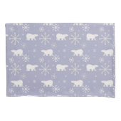 ホッキョクグマと雪片を持つクリスマスパターン 枕カバー (正面)