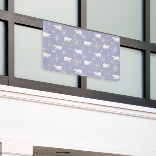 ホッキョクグマと雪片を持つクリスマスパターン 横断幕 (ビルの外側)