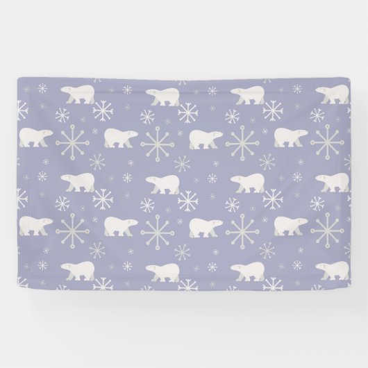 ホッキョクグマと雪片を持つクリスマスパターン 横断幕 (横)