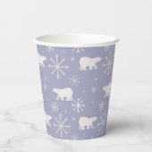 ホッキョクグマと雪片を持つクリスマスパターン 紙コップ (裏面)