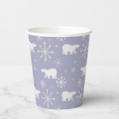 ホッキョクグマと雪片を持つクリスマスパターン 紙コップ (左)