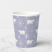 ホッキョクグマと雪片を持つクリスマスパターン 紙コップ (右)