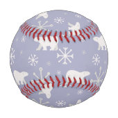ホッキョクグマと雪片を持つクリスマスパターン 野球ボール (正面)