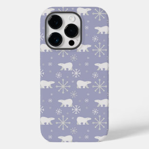 ホッキョクグマと雪片を持つクリスマスパターン Case-Mate iPhone 14 PROケース
