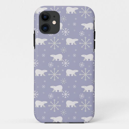 ホッキョクグマと雪片を持つクリスマスパターン Case-Mate iPhoneケース (裏面)