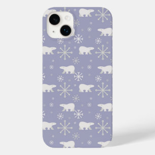 ホッキョクグマと雪片を持つクリスマスパターン Case-Mate iPhone 14 PLUSケース