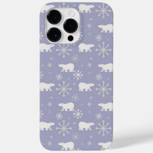 ホッキョクグマと雪片を持つクリスマスパターン Case-Mate iPhone 14 PRO MAXケース