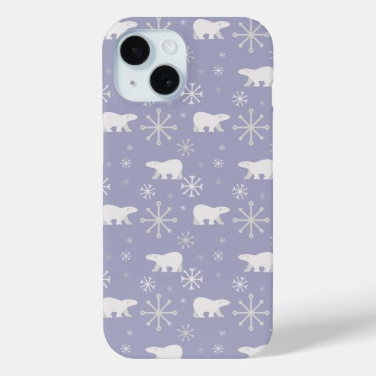 ホッキョクグマと雪片を持つクリスマスパターン Case-Mate iPhoneケース (裏面)
