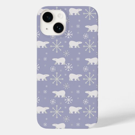 ホッキョクグマと雪片を持つクリスマスパターン Case-Mate iPhoneケース (裏面)