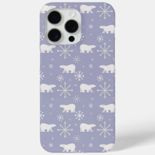ホッキョクグマと雪片を持つクリスマスパターン iPhone 15 PRO MAXケース