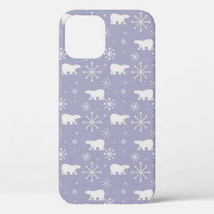 ホッキョクグマと雪片を持つクリスマスパターン iPhone 12 PROケース