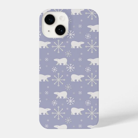 ホッキョクグマと雪片を持つクリスマスパターン iPhoneケース (裏面)