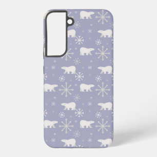 ホッキョクグマと雪片を持つクリスマスパターン SAMSUNG GALAXY S22+ケース