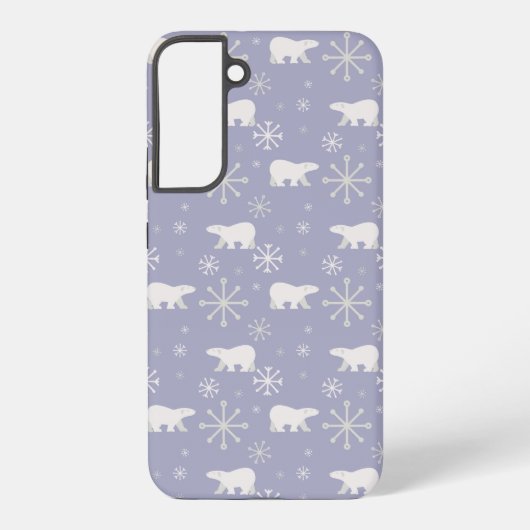 ホッキョクグマと雪片を持つクリスマスパターン SAMSUNG GALAXYケース (裏面)