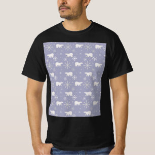 ホッキョクグマと雪片を持つクリスマスパターン Tシャツ