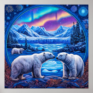 ホッキョクグマのアイスショーパフォーマンスシーン 🐻❄️❄️⛸️ ポスター