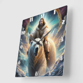 ホッキョクグマのイエス スクエア壁時計 (傾斜)