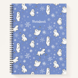 ホッキョクグマのキューブと雪の結晶 – パーソナライズ – ノートブック