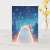 ホッキョクグマのクリスマスの夢 カード (黄色い花)