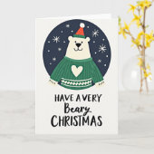 ホッキョクグマのクリスマスカード カード (黄色い花)