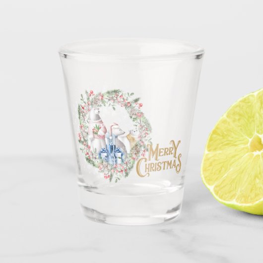 ホッキョクグマのクリスマスショットグラス ショットグラス (正面)