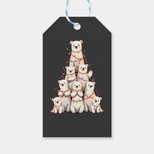 ホッキョクグマのクリスマスツリーメリークリスマスクリスマス ギフトタグ (正面)