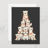 ホッキョクグマのクリスマスツリーメリークリスマスクリスマス 案内ポストカード (正面/裏面)