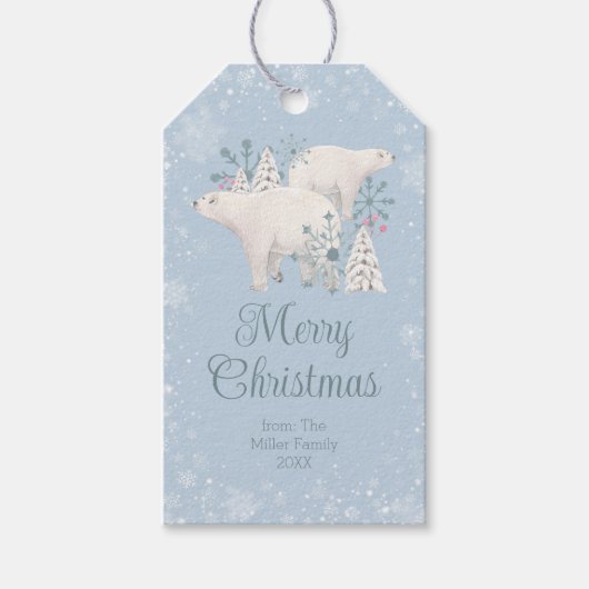 ホッキョクグマのクリスマス ギフトタグ (正面)