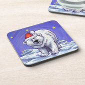 ホッキョクグマのクリスマス コースター (左側)