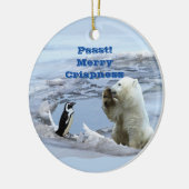 ホッキョクグマのクリスマス セラミックオーナメント (左)