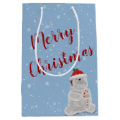 ホッキョクグマのクリスマス ミディアムペーパーバッグ (正面)