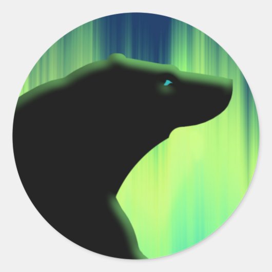 ホッキョクグマのステッカー野生動物アートステッカー ラウンドシール (正面)