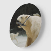 ホッキョクグマのニヤニヤ ラージ壁時計 (傾斜)