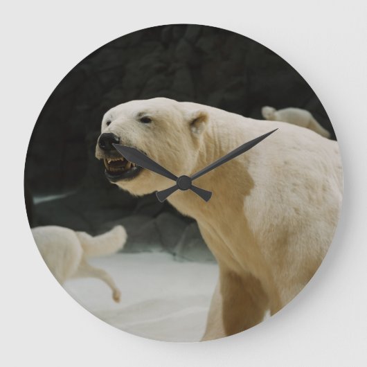 ホッキョクグマのニヤニヤ ラージ壁時計 (正面)