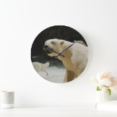 ホッキョクグマのニヤニヤ ラージ壁時計 (ホーム)