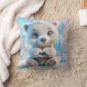 ホッキョクグマのハート クッション (ブランケット)