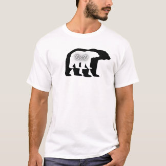 ホッキョクグマのパパのシルエット 白いミニマルTシャツ Tシャツ