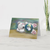 ホッキョクグマのベビーの子を保持する地球の日 カード (正面)