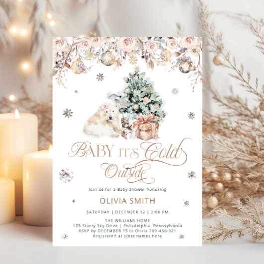 ホッキョクグマのベビー外は冷たいベビーシャワー 招待状