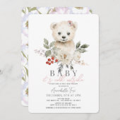 ホッキョクグマのベビー外は寒いベビーシャワー 招待状 (正面/裏面)
