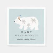 ホッキョクグマのベビー外は寒い青いベビーシャワー スタンダードカクテルナプキン (正面)