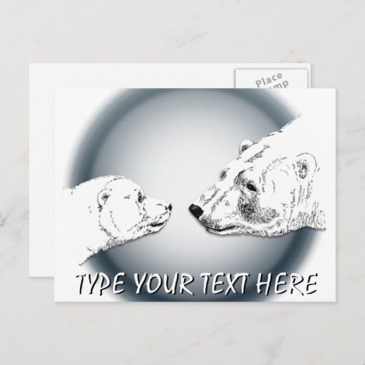 ホッキョクグマのポストカード　母と子グマのポストカード ポストカード (正面/裏面)