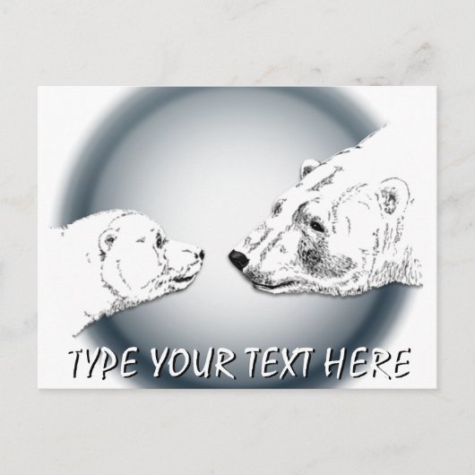 ホッキョクグマのポストカード 母と子グマのポストカード ポストカード (正面)