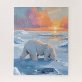 ホッキョクグマの冬の動物の絵 ジグソーパズル