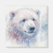 ホッキョクグマの冬の水彩マグネット マグネット (正面)