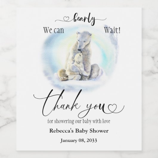 ホッキョクグマの冬の真夏待ち赤ちゃんシャワーの好意 ワインラベル (シングルラベル)