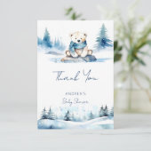 ホッキョクグマの冬の真珠のように待つ赤ちゃんシャワー サンキューカード (スタンド正面)