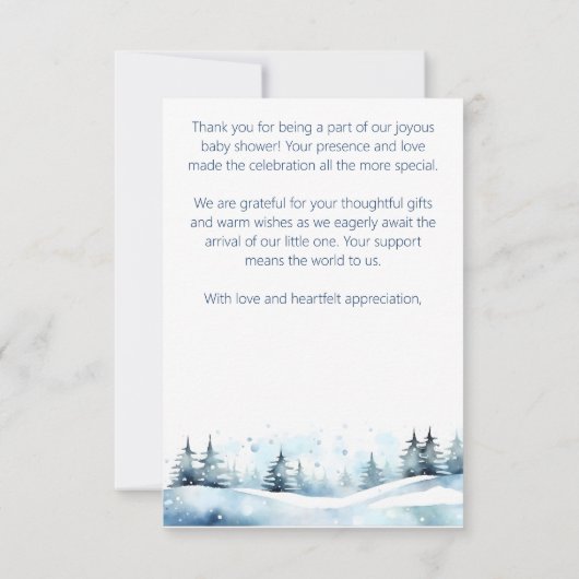 ホッキョクグマの冬の真珠のように待つ赤ちゃんシャワー サンキューカード (裏面)