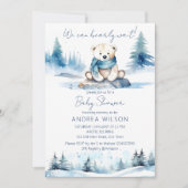 ホッキョクグマの冬の真珠のように待つ赤ちゃんシャワー 招待状 (正面)